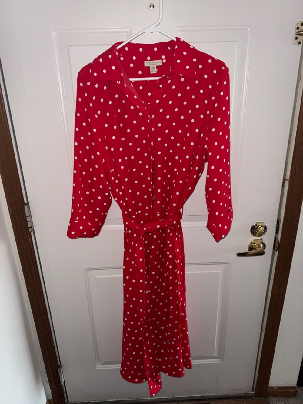 Appleseed's Red and White Polka Dot Midi Dress